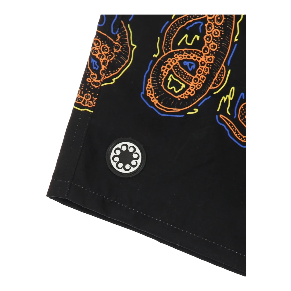 Octopus Zwarte Boardshorts met print Multicolor Heren