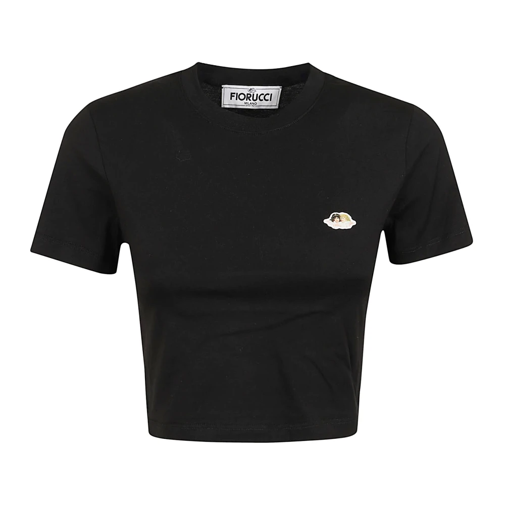 Fiorucci Women's Black Angels Patch Cropped T-Shirt - T-Shirts - Xs - Tops