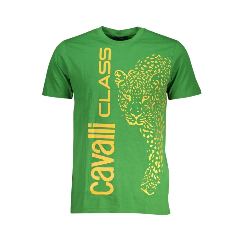 Cavalli Class Groene Katoenen Logo Print T-shirt Green Heren