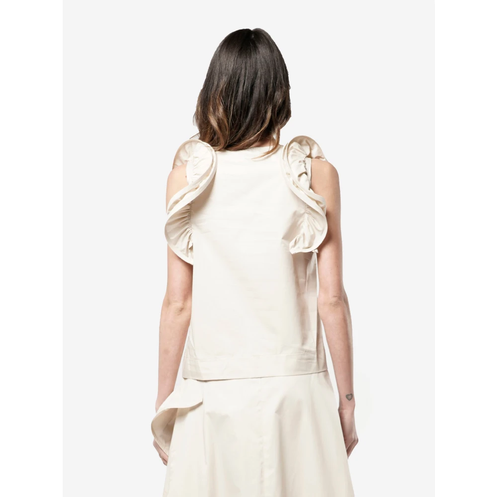 Kaos Geometrische Ruches Blouse White Dames
