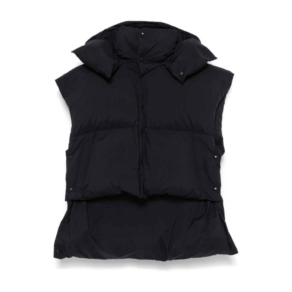 Alaïa Zwarte Gewatteerde Mouwloze Jas Black Dames