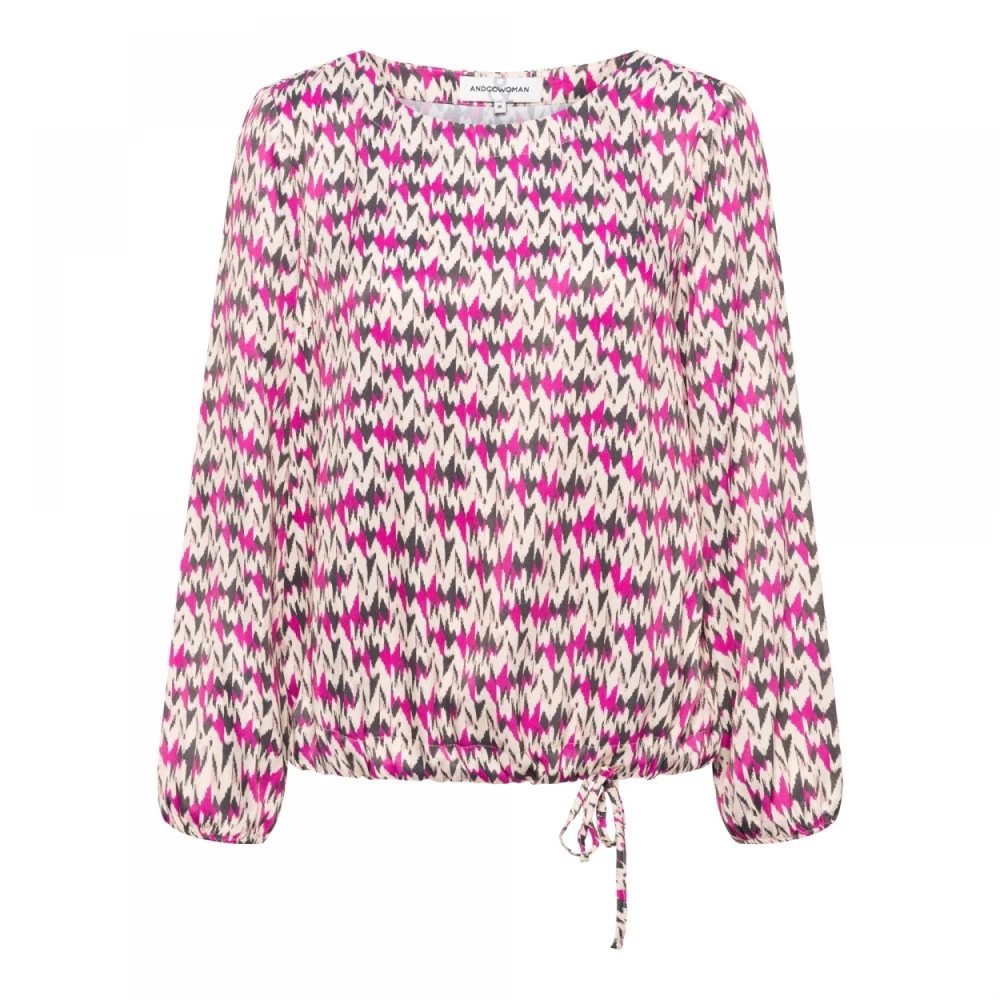 &Co Woman Feminine Blousetop met Ronde Hals Multicolor Dames