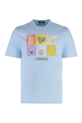 Multifärgad Tryck Bomull Crew-Neck T-shirt