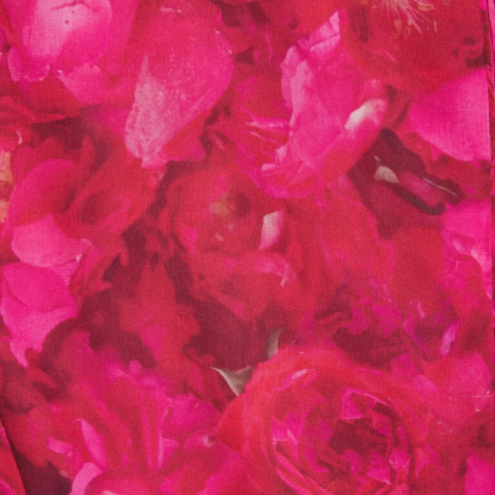 Giambattista Valli Zijden Fuchsia Print Jurk Pink Dames
