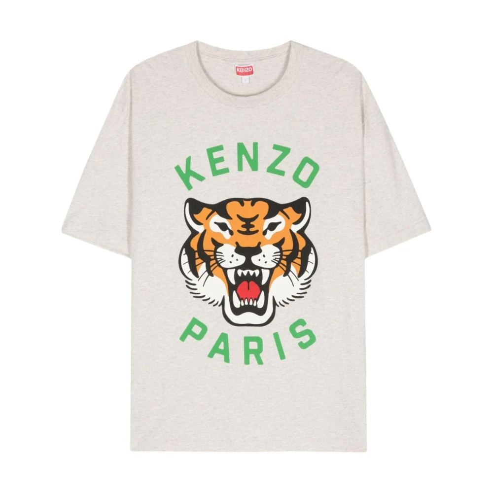Kenzo Grijze T-shirts en Polos met Tiger Print Gray