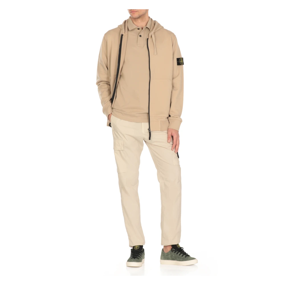 Stone Island Beige Polo Shirt met Logo Patch Beige Heren