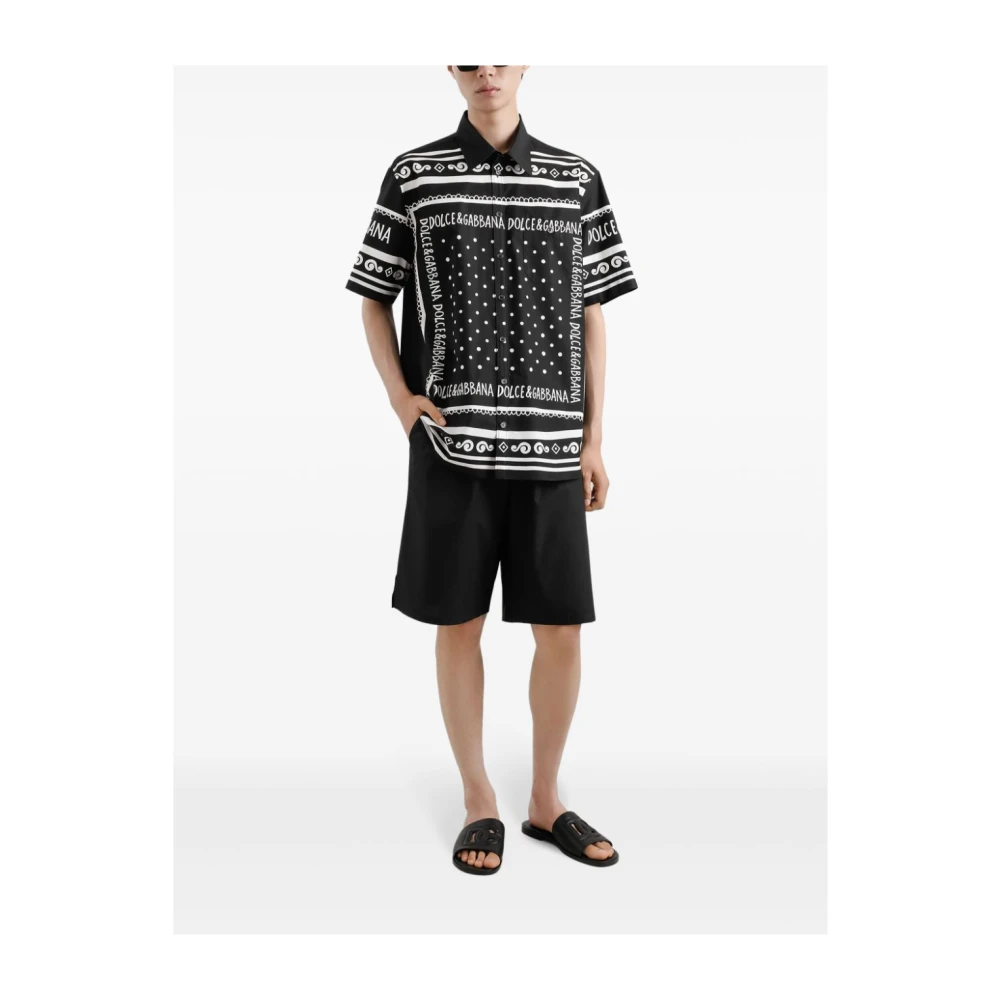 Dolce & Gabbana Zwart All-Over Print Shirt Italië Black Heren