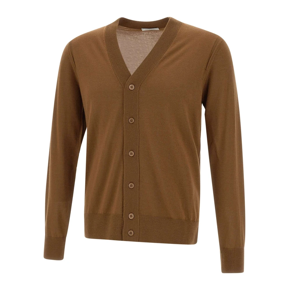 Paolo Pecora Bruine V-hals Cardigan Sweater Brown Heren