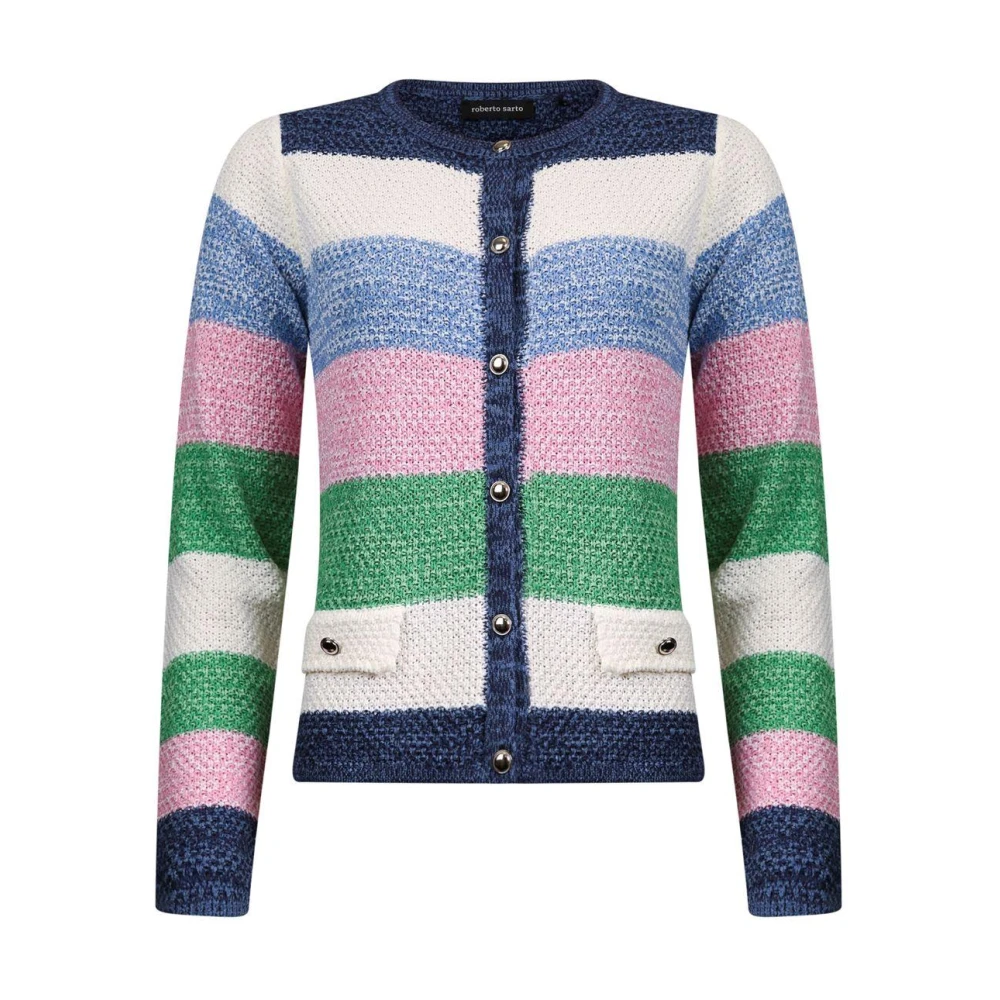 Roberto sarto Gestreepte Vest Navy-Sky-Rbloom Multicolor Dames