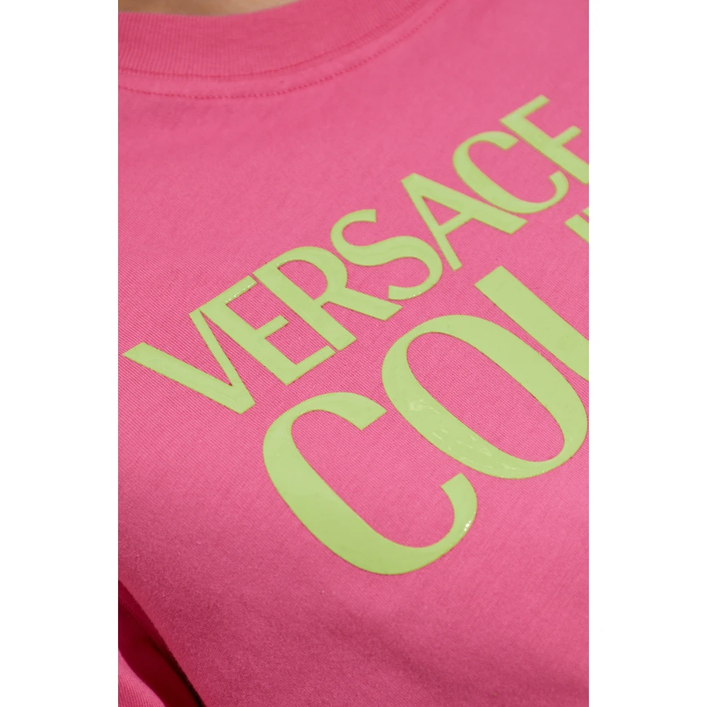 Versace Jeans Couture T-shirt met bedrukt logo Pink Dames
