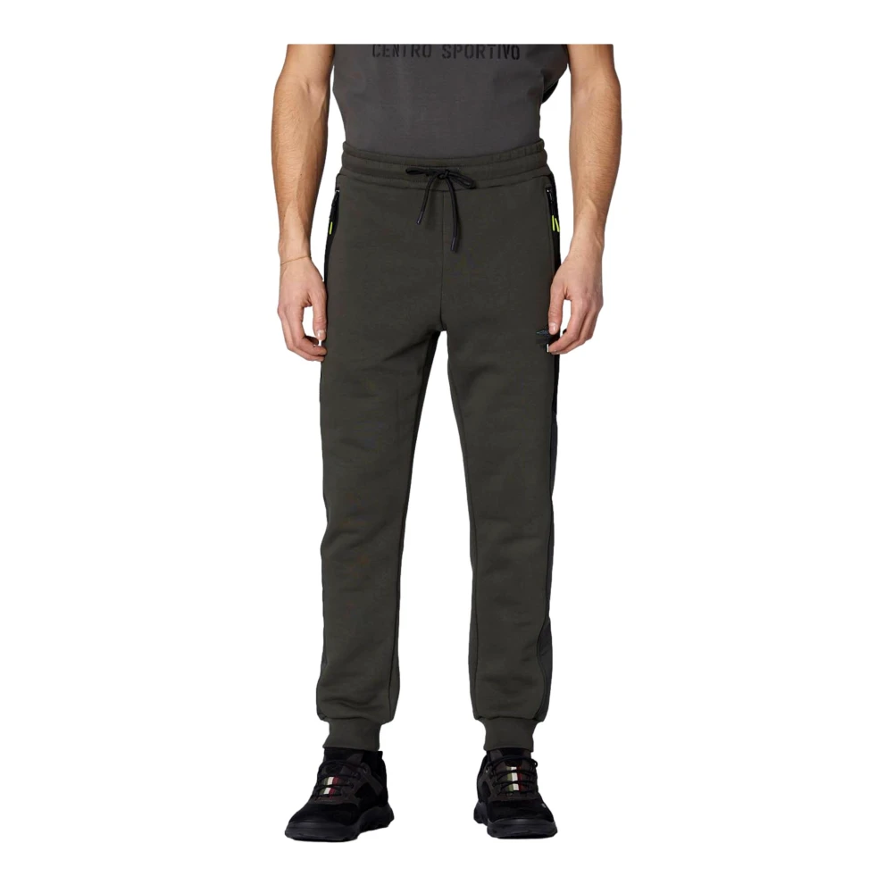 Aeronautica Militare Green Sweatpants, Male, 2XL, Military Style Joggers With Mesh And Ripstop