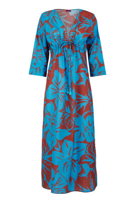 kvinnors-ljusbla-lang-bomull-kaftan-med-blommonster