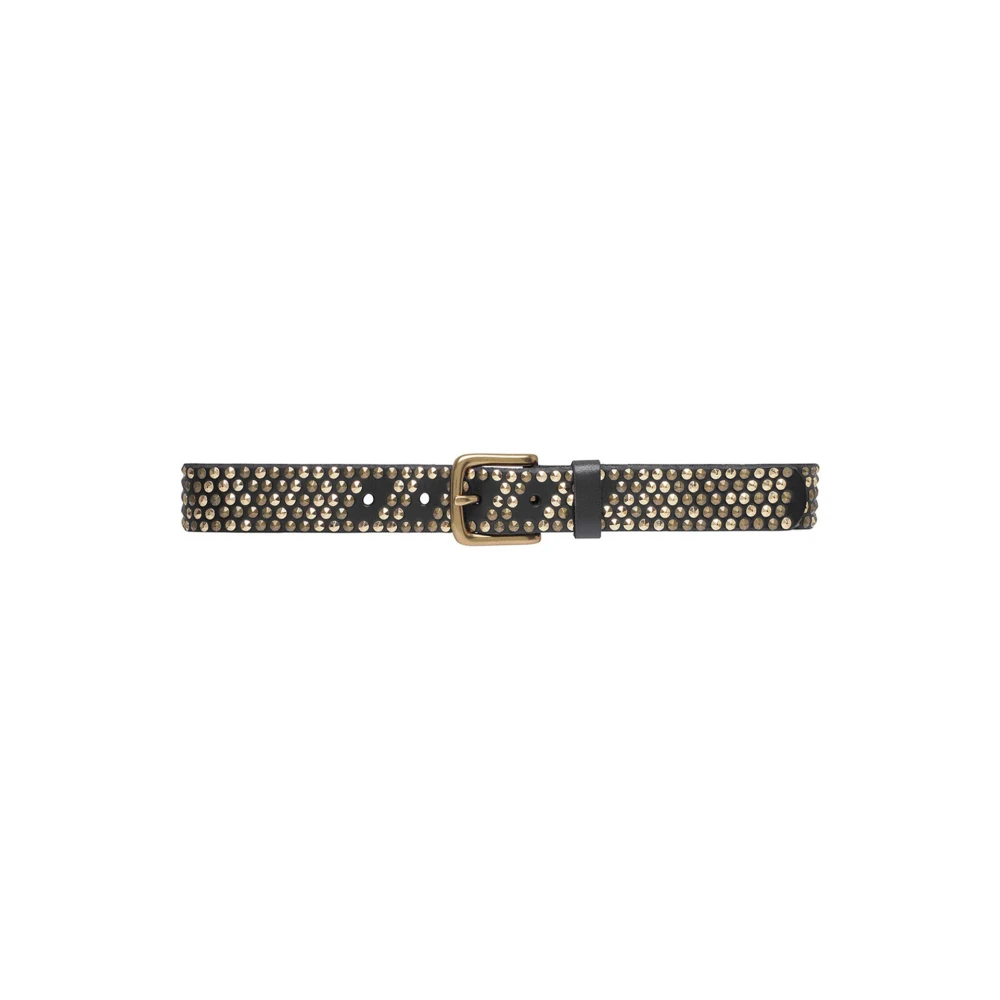 Depeche Women's Black Studded Leather Belt - Belts - 85 Cm - Accessories