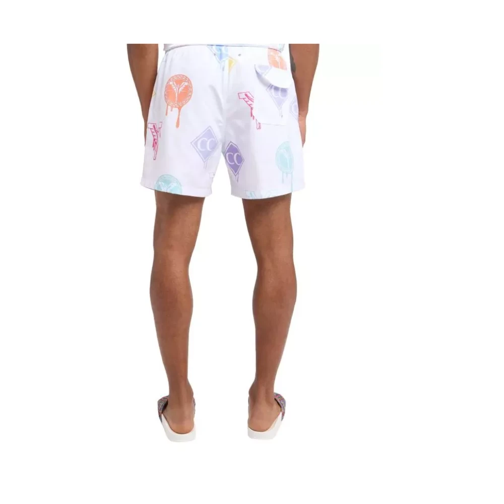 carlo colucci Logo Print Zwembroek voor Heren White Heren