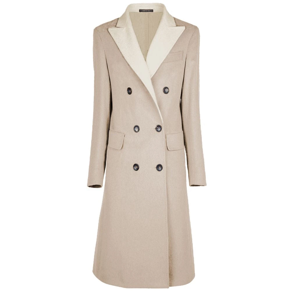 Made in Italia Beige Virgin Wool Jacket Coat Beige, Dam