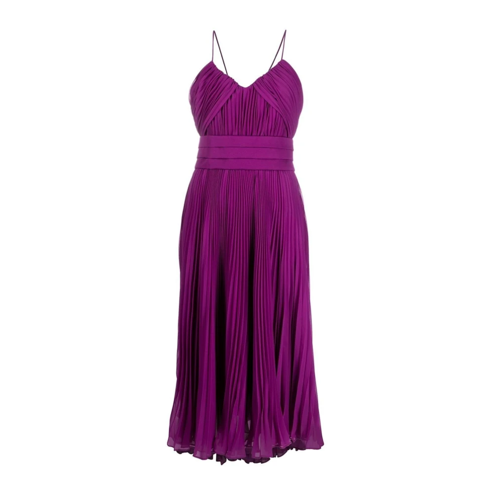 Max Mara Lila Veckad Midi Klänning Purple, Dam