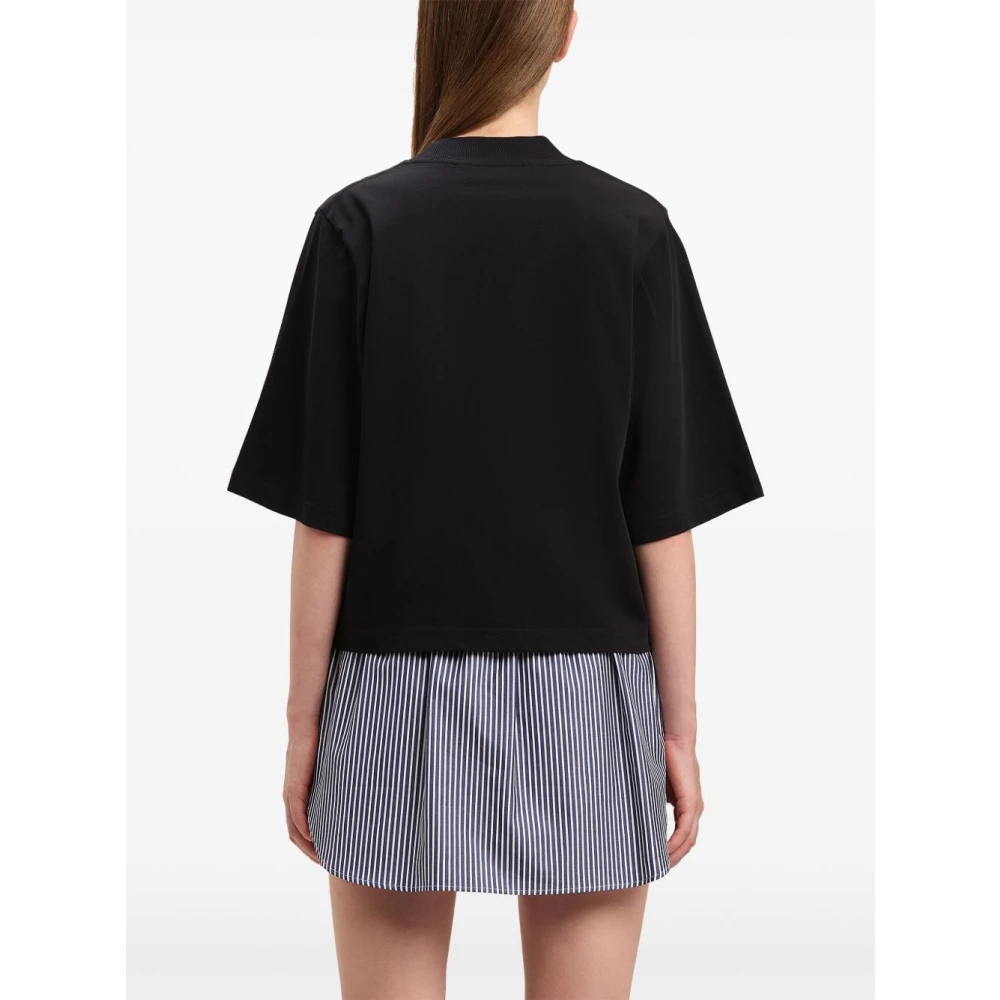Palm Angels Zwart Logo Print Crew Neck T-shirts Black Dames