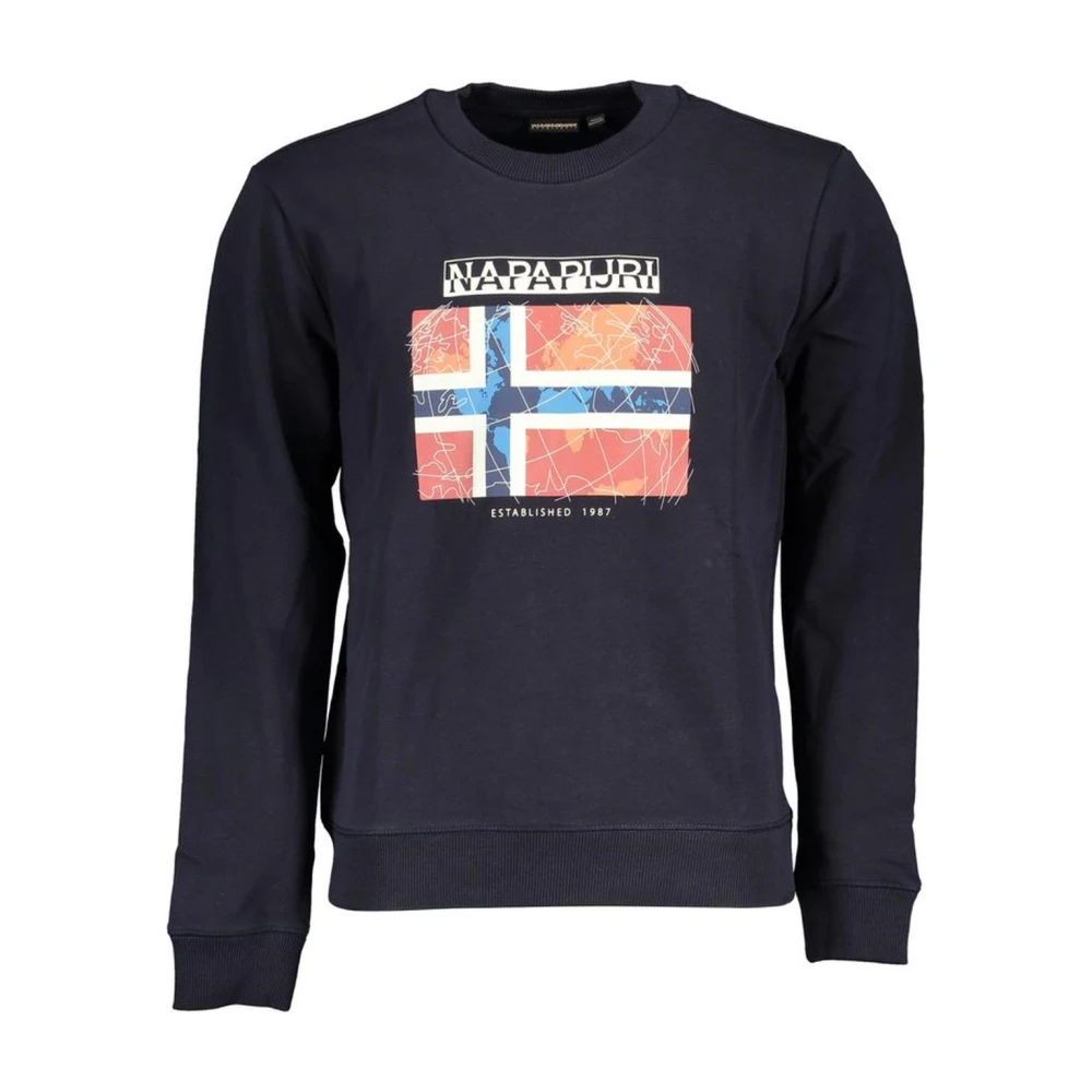 Napapijri Men's Blue Crewneck Logo Sweatshirt - Sweatshirts - S - Sweatshirts & Hoodies