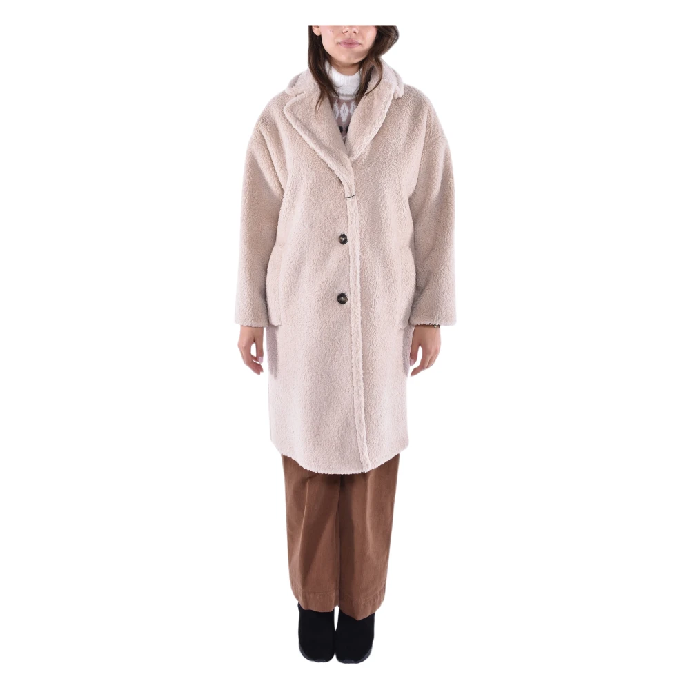 Max Mara Weekend Teddy Zalm Jas Klassieke Kraag Brown Dames