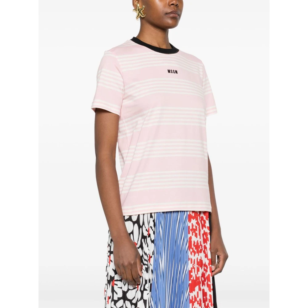 Msgm Roze Crew Neck T-shirts en Polos Pink Dames