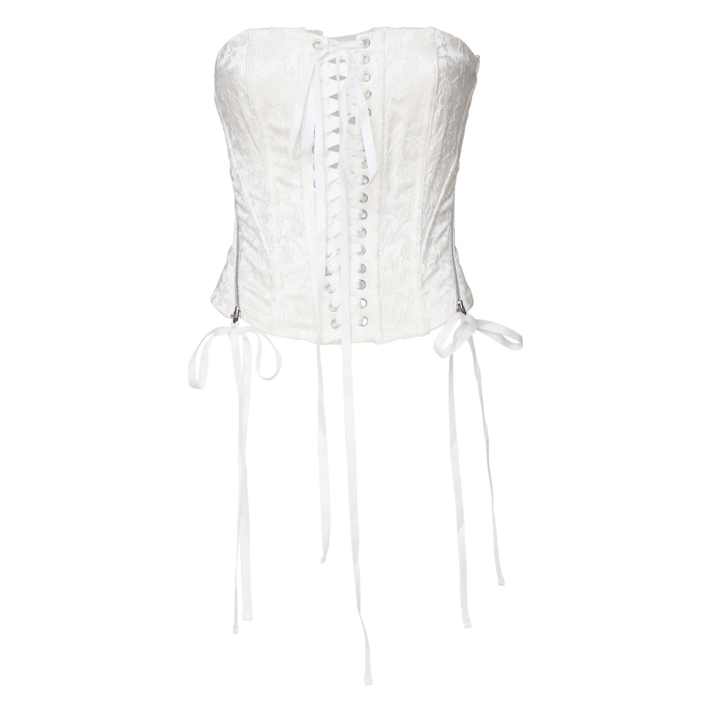 For Love & Lemons Witte Kant Sluiting Korset Top White Dames