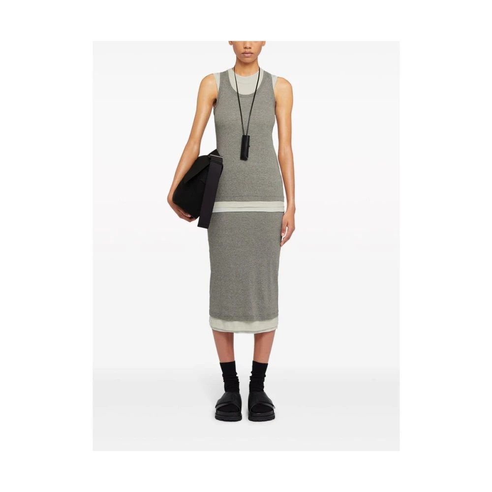Jil Sander Grijze Jersey Gerimpelde Rok Gray Dames