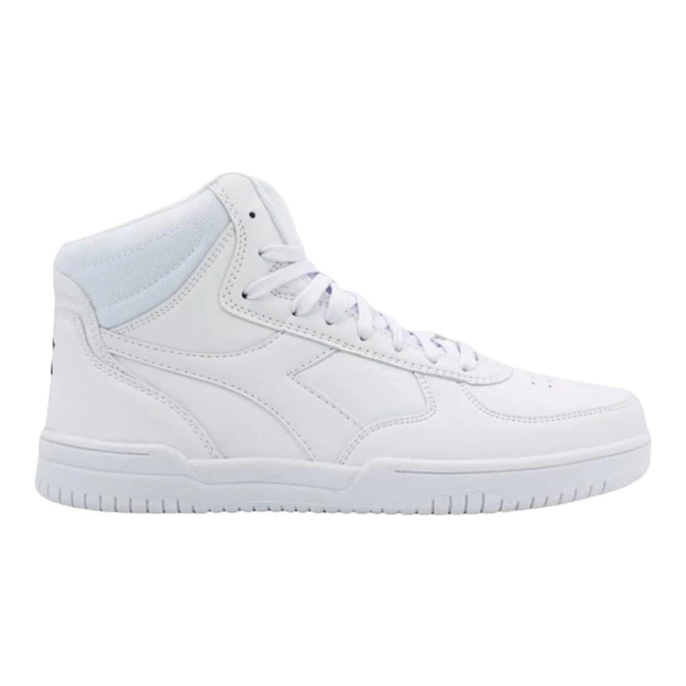 Diadora Men's White Synthetic Leather Mid-Top Trainers - Sneakers - 5 Uk - Shoes