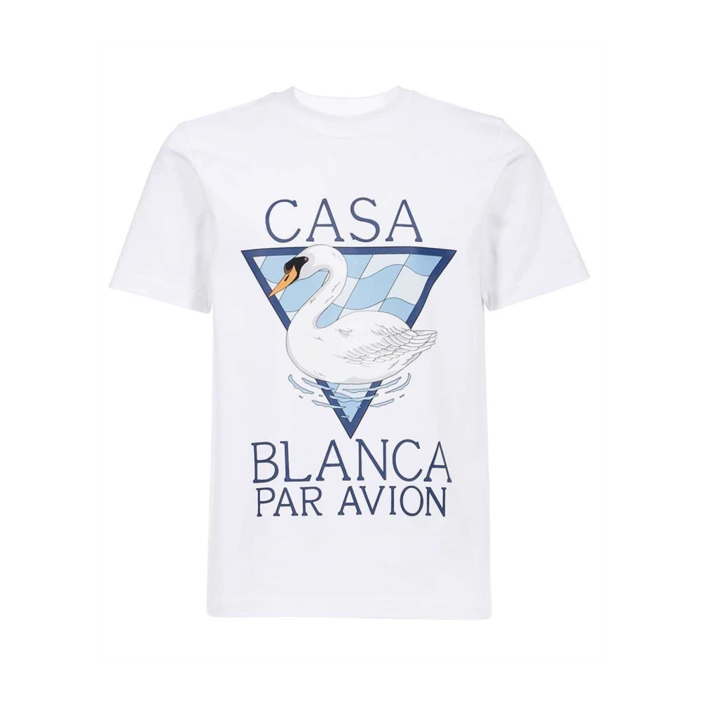 Casablanca Bedrukt Logo Katoenen T-Shirt Wit White Heren