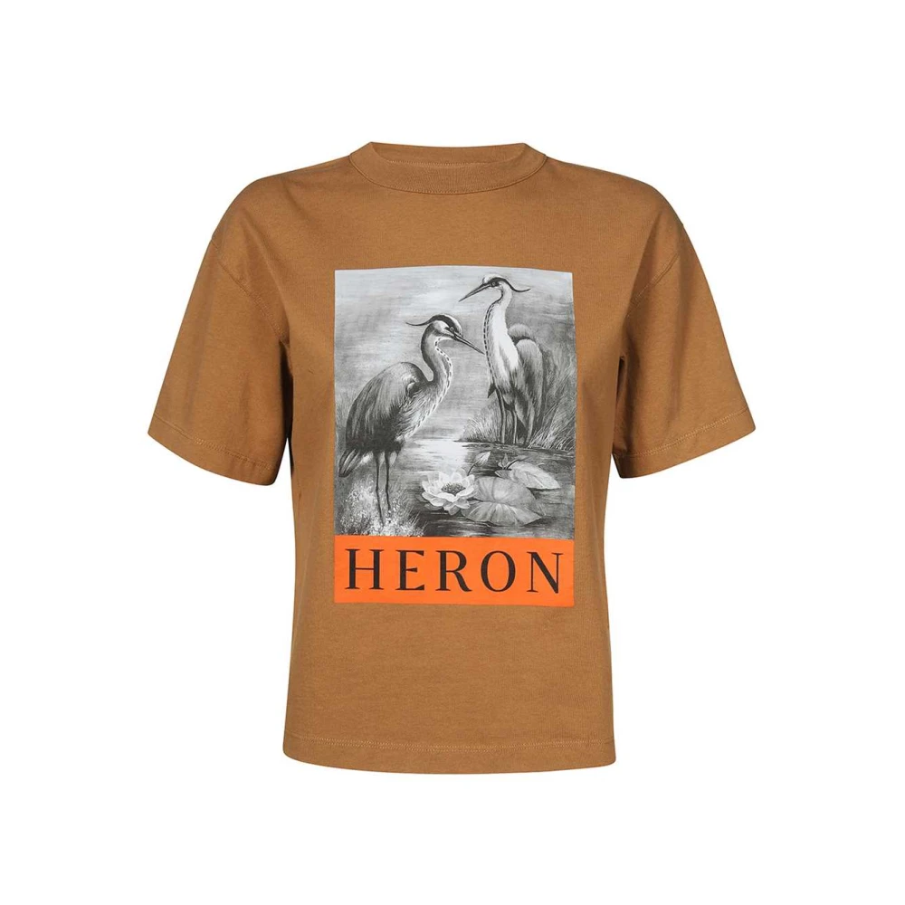 Heron Preston Katoenen T-shirt met Frontprint Brown Dames