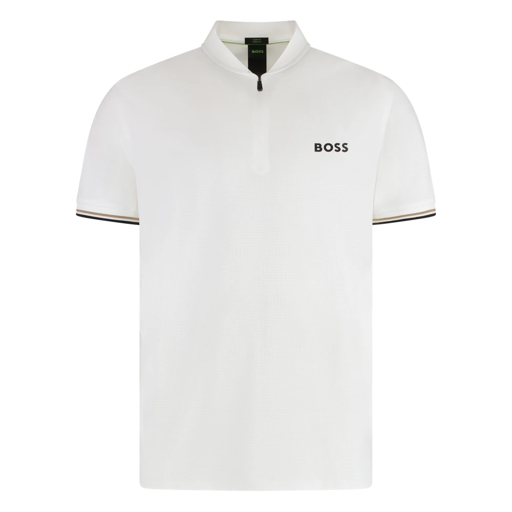 Hugo Men's White Polo Shirts, Xs, Slim Fit Technical Fabric Polo Shirt