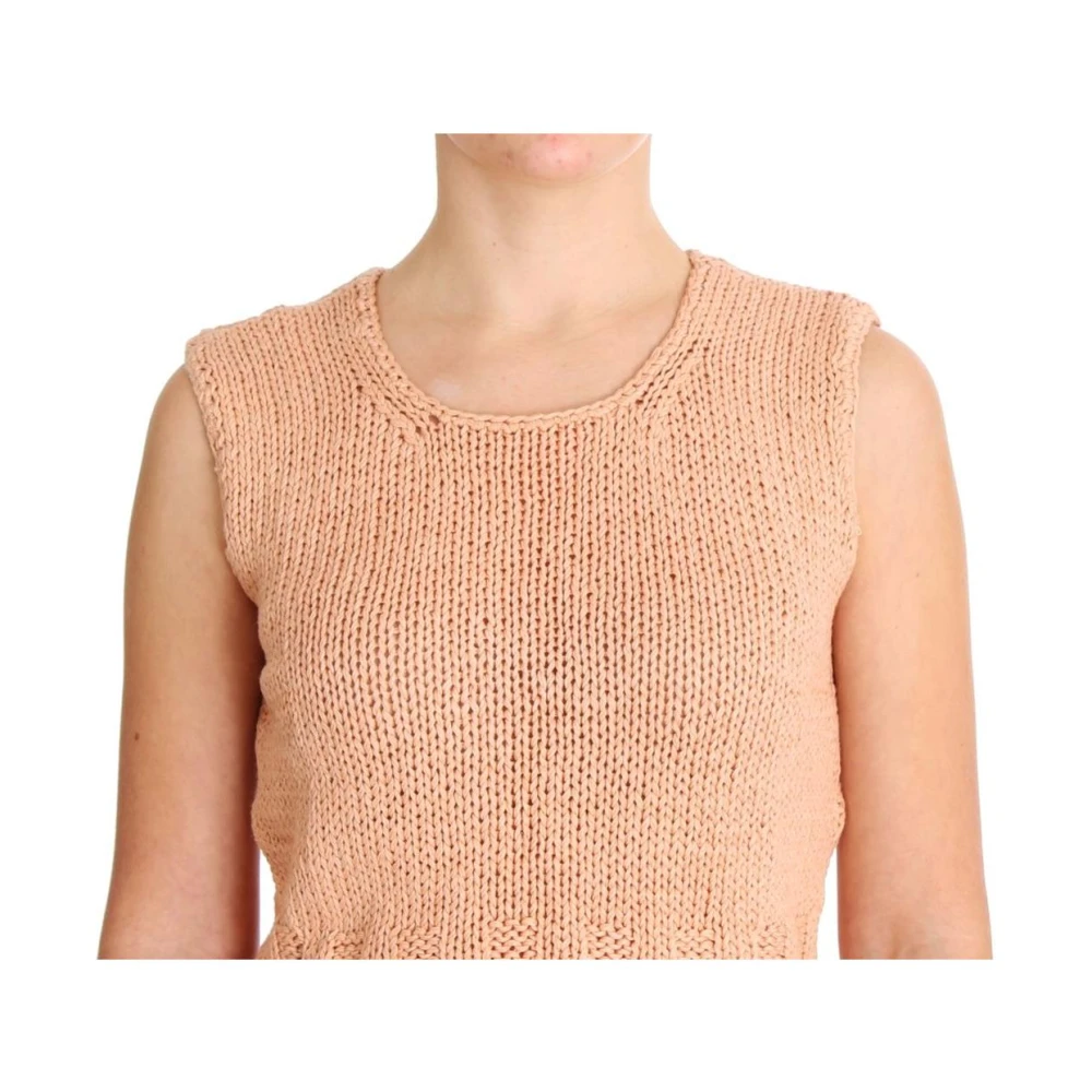 Pink Memories Roze Gebreide Mouwloze Trui Pink Dames