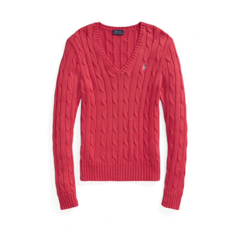 Polo Ralph Lauren Kimberly Twisted Gebreide Trui in Starboard Red Dames