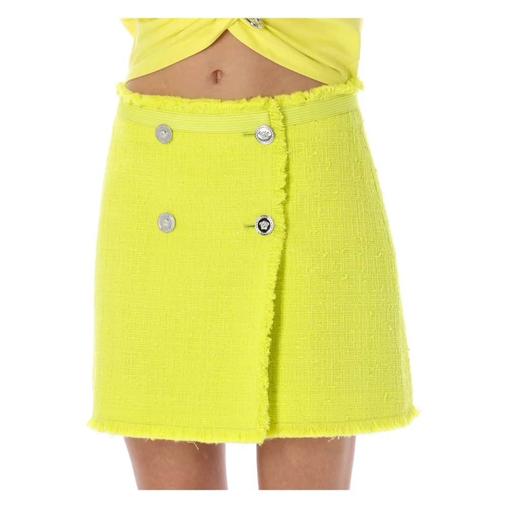 Versace Boucl Tweed Mini Rok Yellow Dames