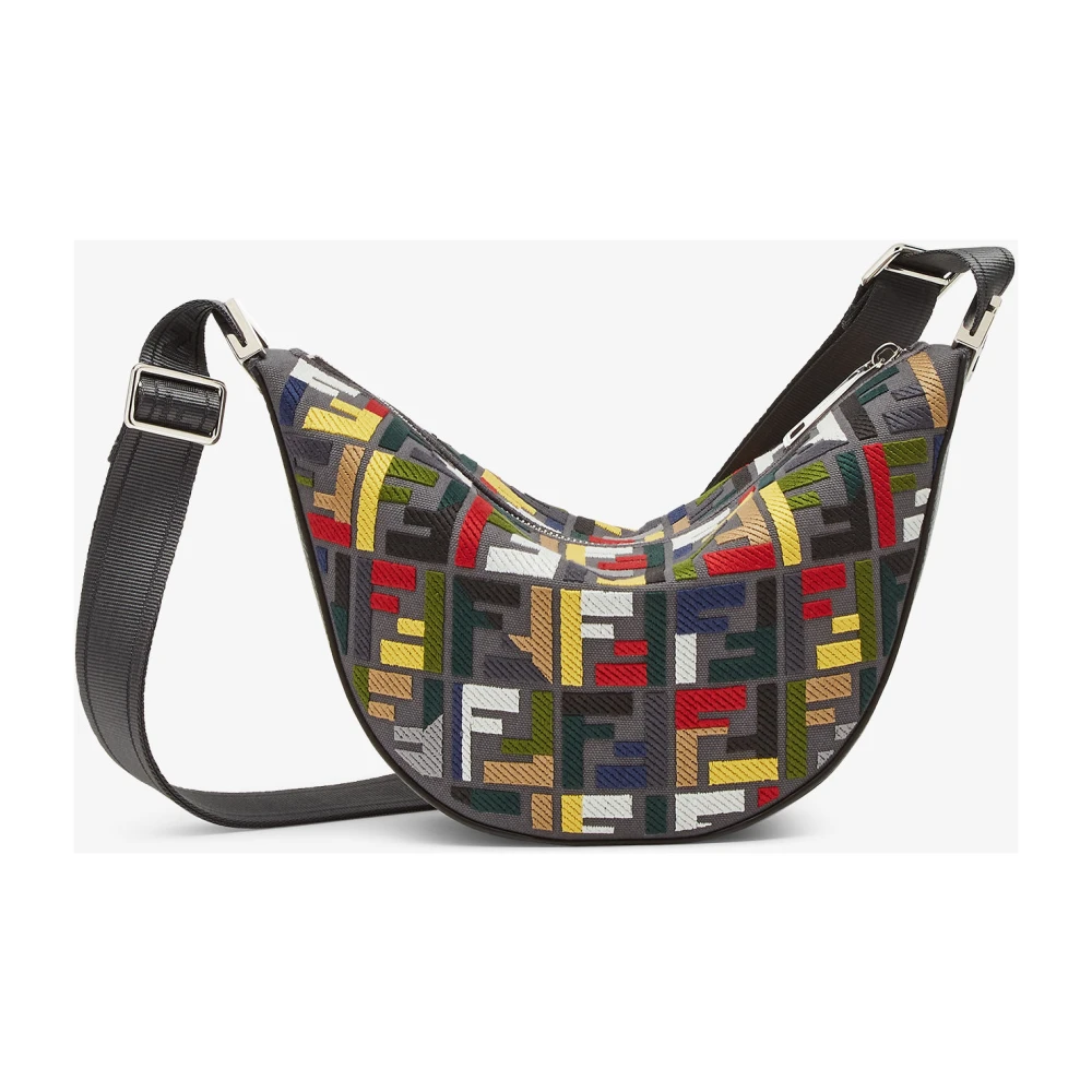 Fendi Iconische Grijze Canvas Schoudertas Multicolor Heren