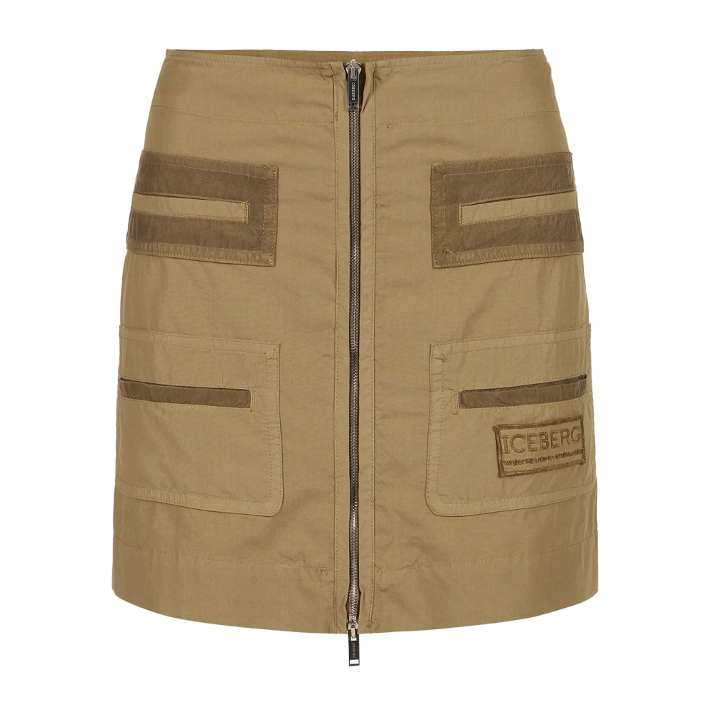 Iceberg Modderkleurige korte rok van katoenen parachute canvas Beige Dames