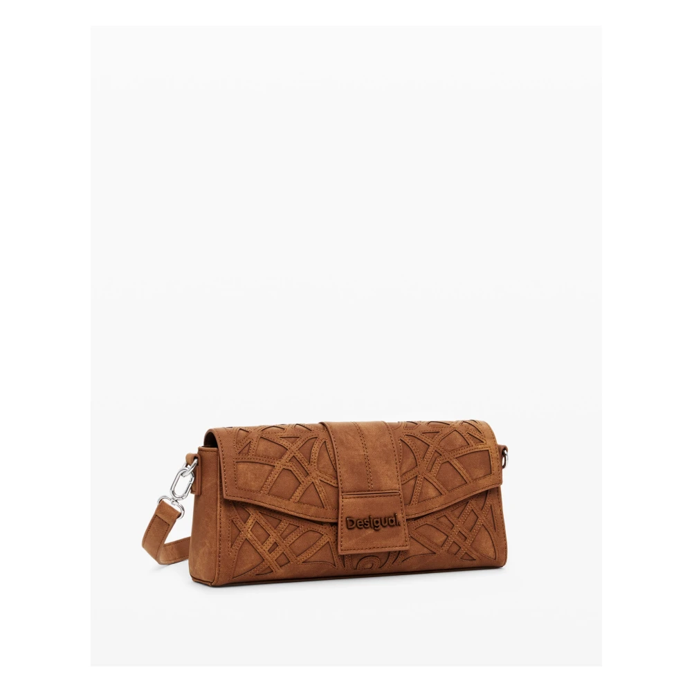 Desigual Bruine Schoudertas met Ritssluiting Brown Dames