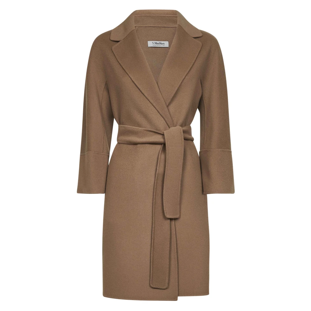 Max Mara , Belted Coats, Female, Brown, Xs, Brown Wool Coat Kimono Style