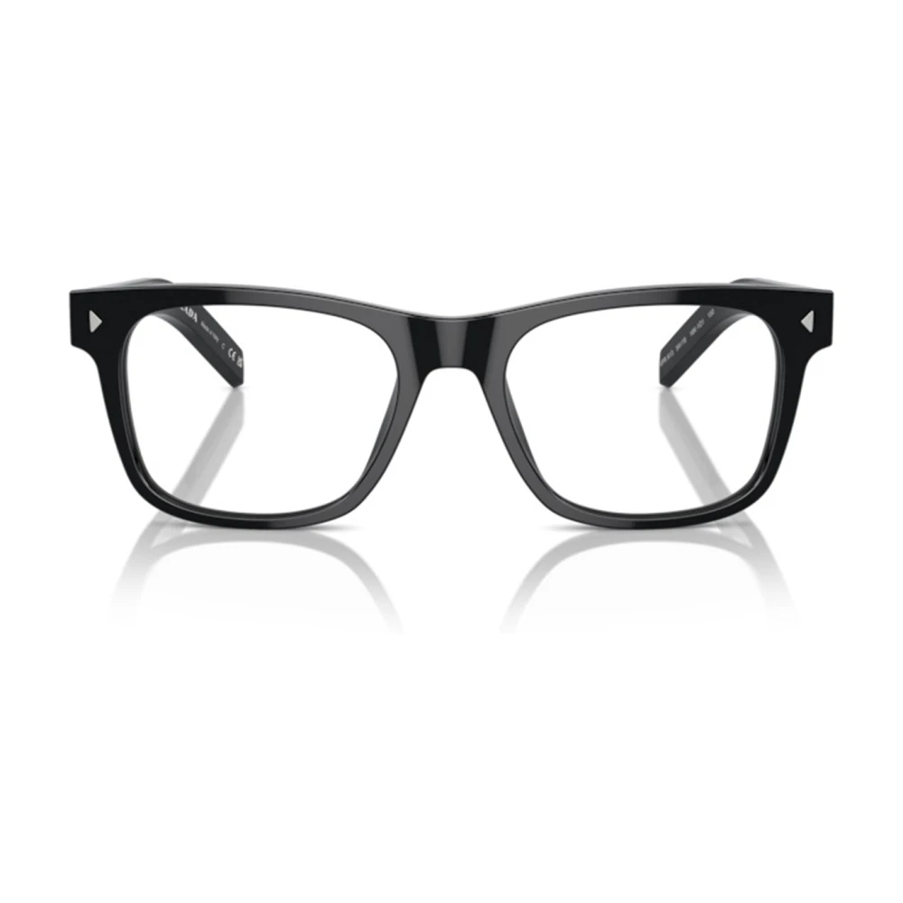 Prada Metalen Logo Bril met Kussen Vorm Black Heren