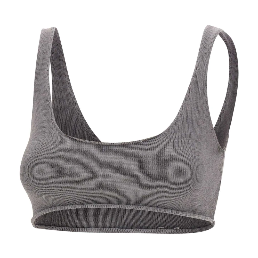 Entire Studios Women's Gray Raw Knit Cropped Top