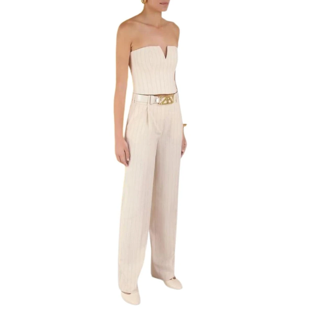 Zimmermann Gestreepte Wol Bustier Top White Dames