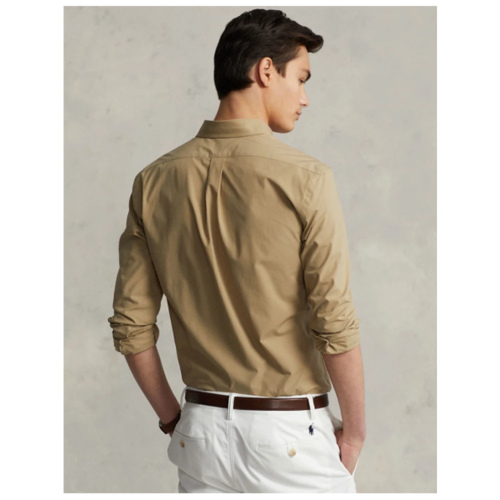 Polo Ralph Lauren Stretch Slim Poplin Overhemd Beige Heren