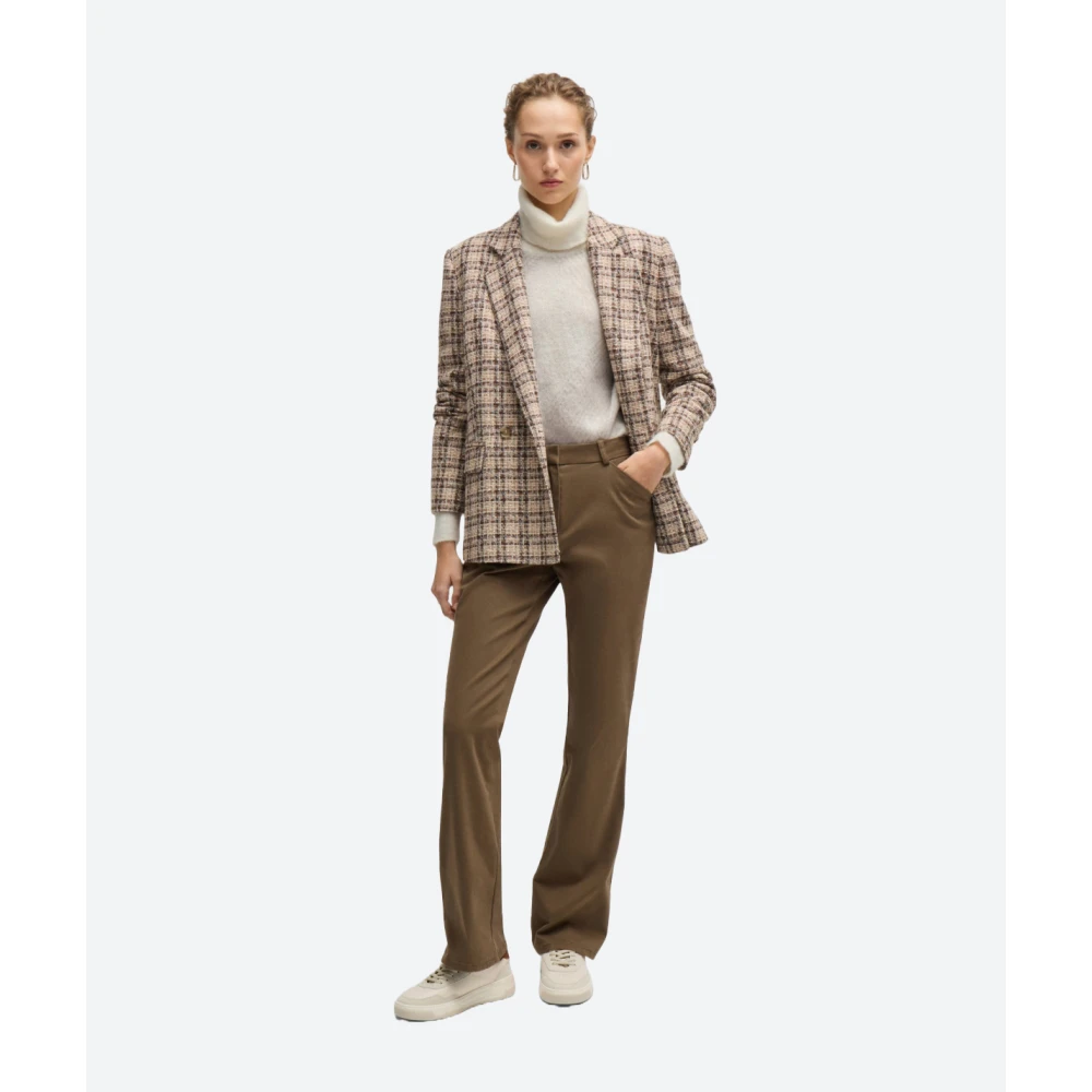 Hugo Boss Gestructureerde wollen argyle trui White Dames