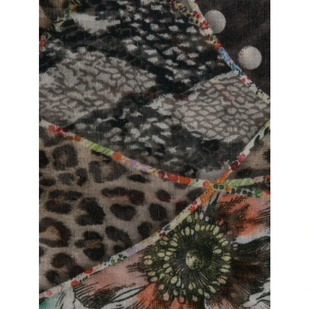 Faliero Sarti Zwart Multikleur Mix Print Sjaal Multicolor Dames