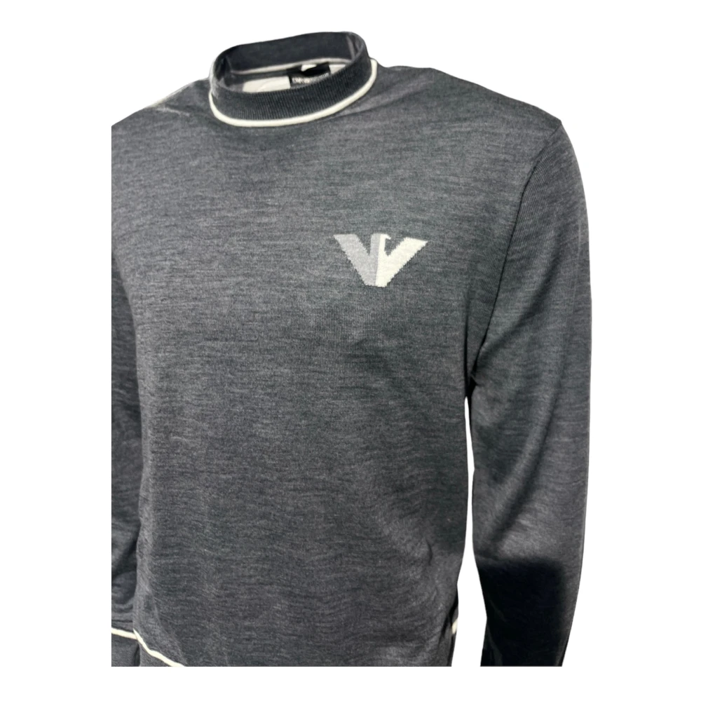 Emporio Armani Wollen Crewneck Sweatshirt Grijs Melange Gray Heren