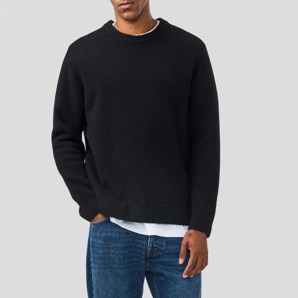 Nn07 Zwarte Gebreide Crewneck Sweater Black Heren