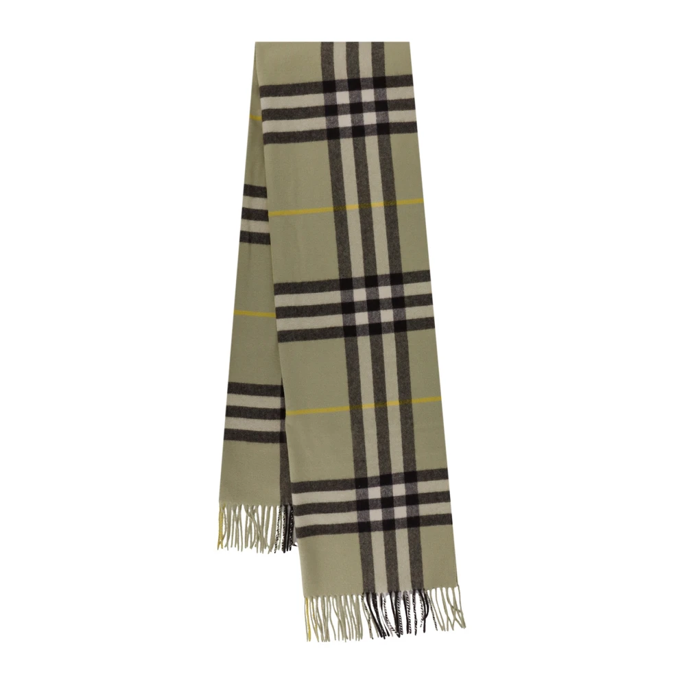 Burberry Cashmere Giant Check Frayed Sjaal Green Heren