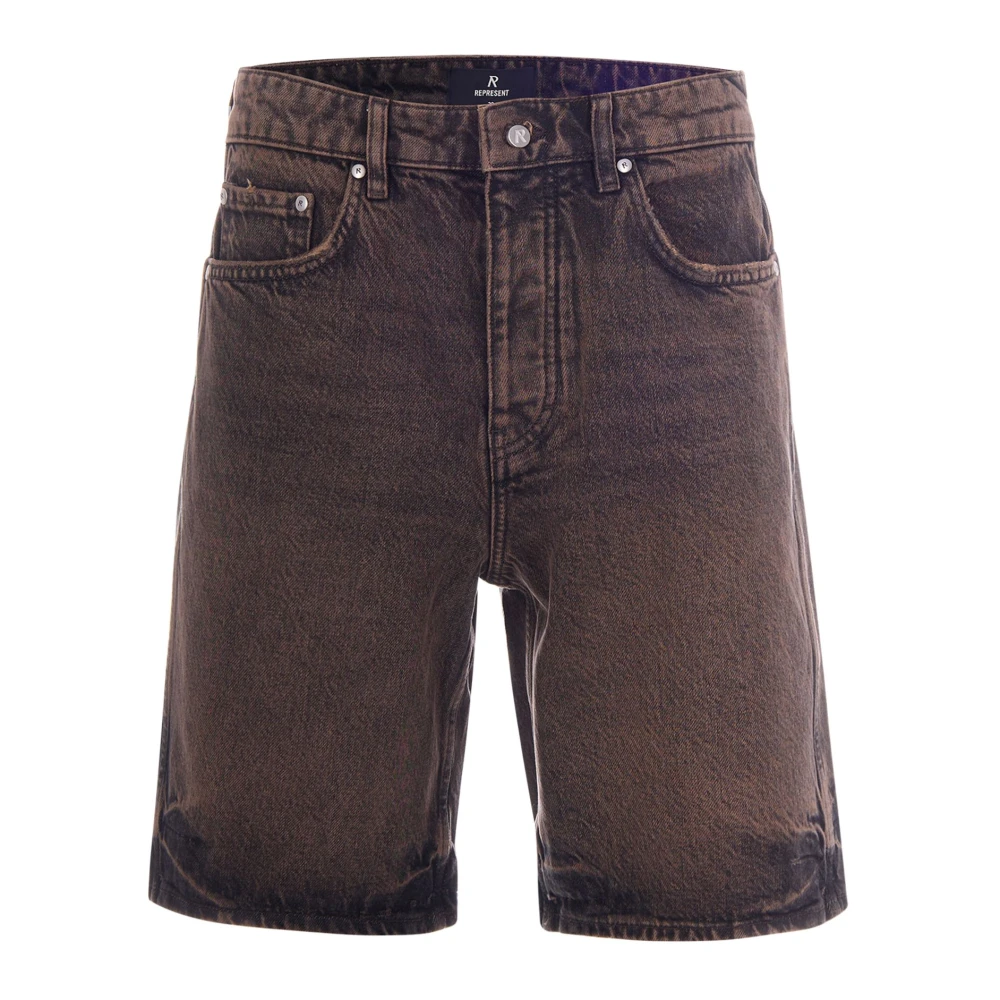 Represent Men's Brown Denim Shorts, W31, Denim Bermuda Short