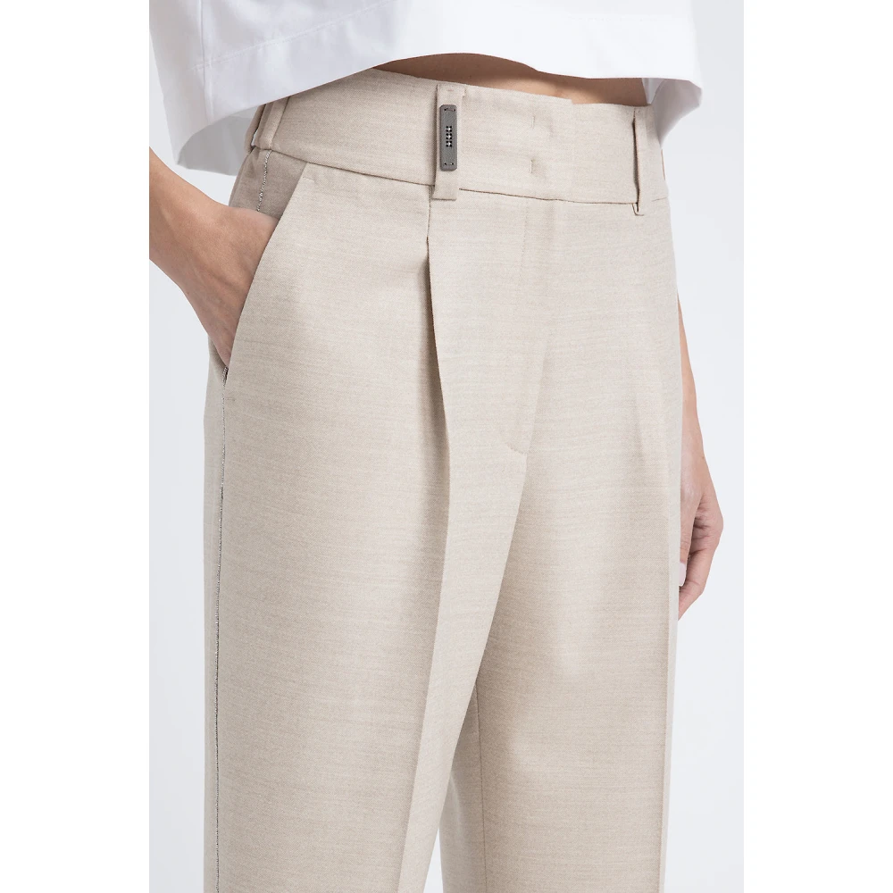 PESERICO Loro Piana jaspé comfort wollen stoffen broek Beige Dames