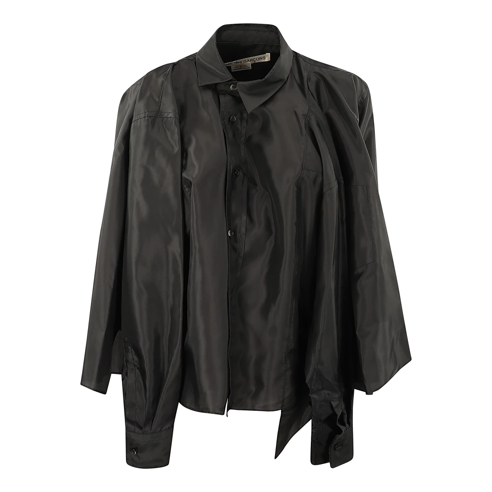 Comme des Garçons Asymmetrische Blouse met Knoopsluiting en Mouwdetail Black Dames