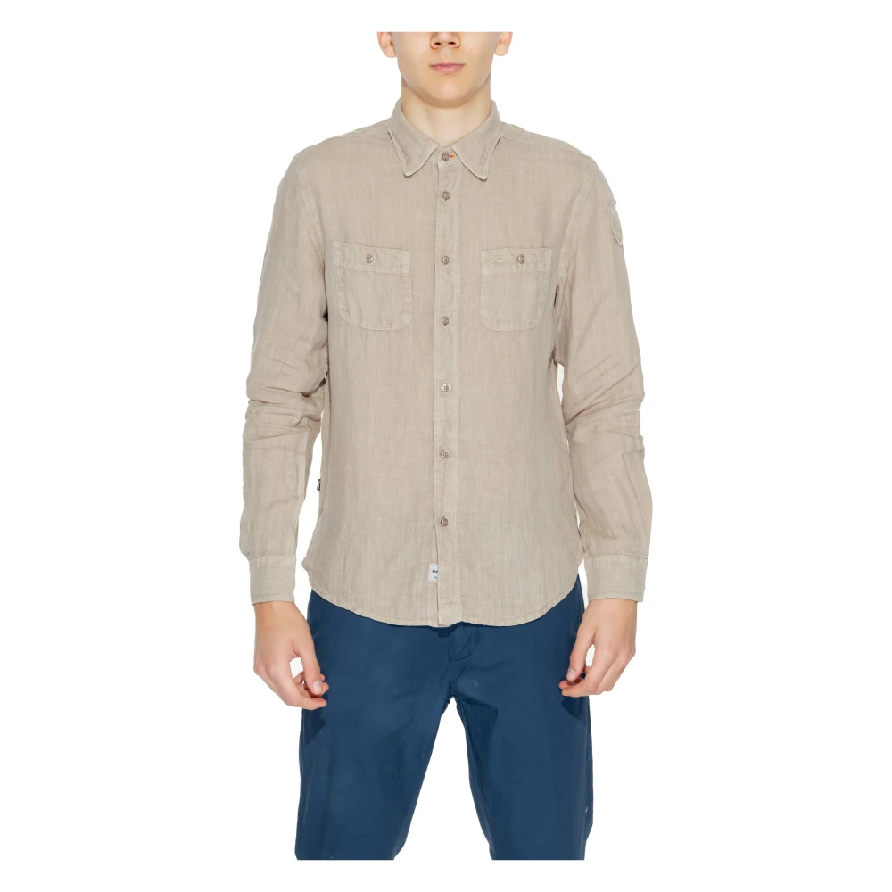 Blauer Långärmad Linneskjorta Vår/Sommarkollektion Beige, Herr